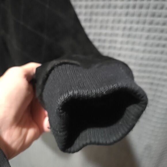 VTG Black Nubuck Leather Jacket Sz10 Distressed Snap Quilted Moto Bomber Biker - Picture 6 of 16